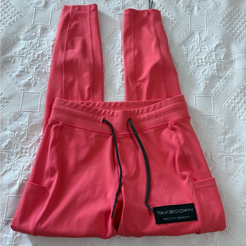 Takedown Athletic Pants Leggings With Pockets Orange Size XS